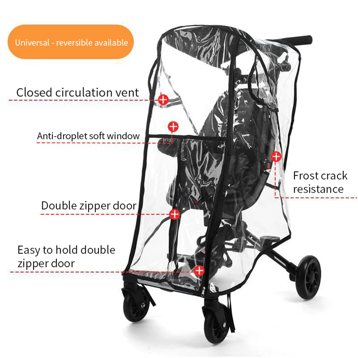 Universal Baby Stroller Rain Cover - Portable Single Pole Pushcart Shield