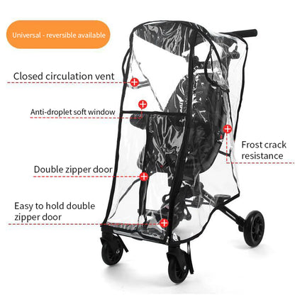 Universal Baby Stroller Rain Cover - Portable Single Pole Pushcart Shield