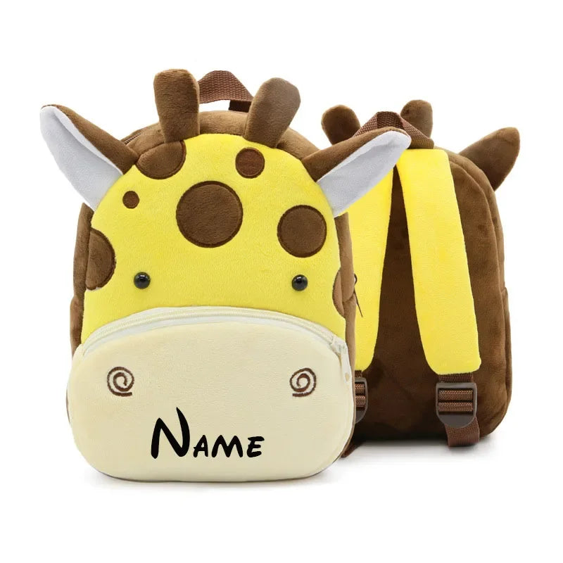 Personalised Toddler Backpack custom name bag for Boy and Girl Cute Soft Plush Toddler Bag Animal Cartoon Small Mini Backpack Fo