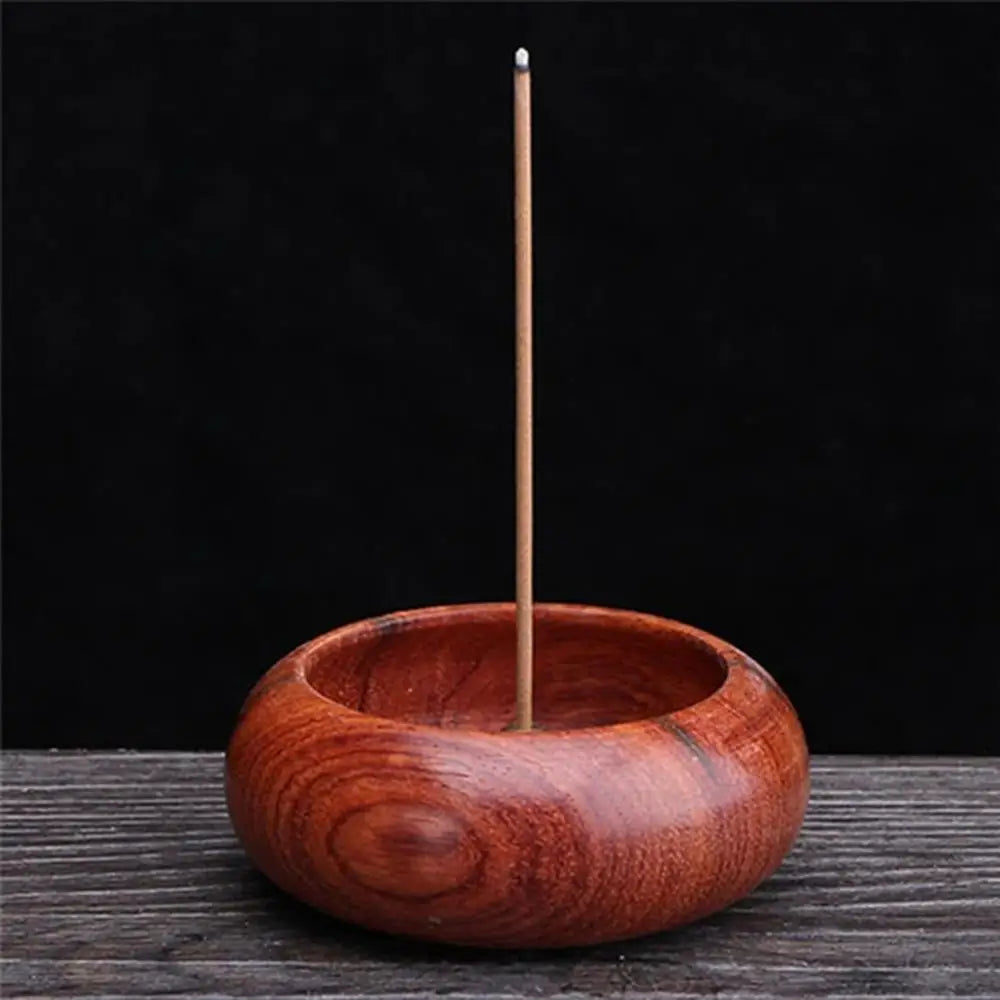 4 Holes Rosewood Incense Burner Stick Holder Bowl Shape Censer Home Decoration