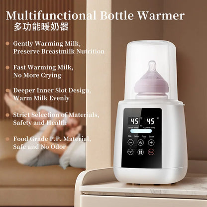 Baby Bottle Warmer & Sterilizer 6-in-1Multifuntion Breast Milk Warmer Accurate Temperature Control Baby Bottle Heater