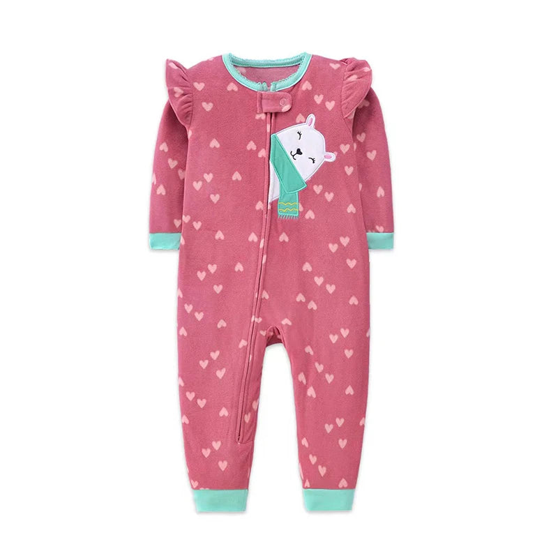 Winter Baby Clothes Pajamas Boy Girl Warm Infant Rompers Autumn Zipper Fleece Overall Animal Jumpsuit Clothing 9 12 18 24 months