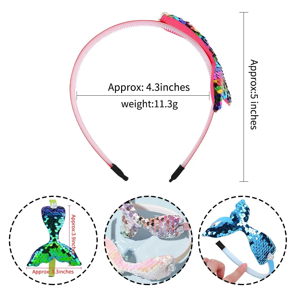 Mehrschichtige Meerjungfrau-Stirnbänder mit Pailletten für Mädchen, Regenbogenperlen, Haarbänder, handgefertigte Kopfbedeckungen, Baby- und Kinderaccessoires