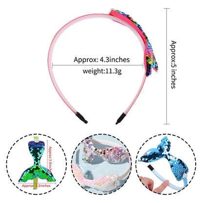 Mehrschichtige Meerjungfrau-Stirnbänder mit Pailletten für Mädchen, Regenbogenperlen, Haarbänder, handgefertigte Kopfbedeckungen, Baby- und Kinderaccessoires