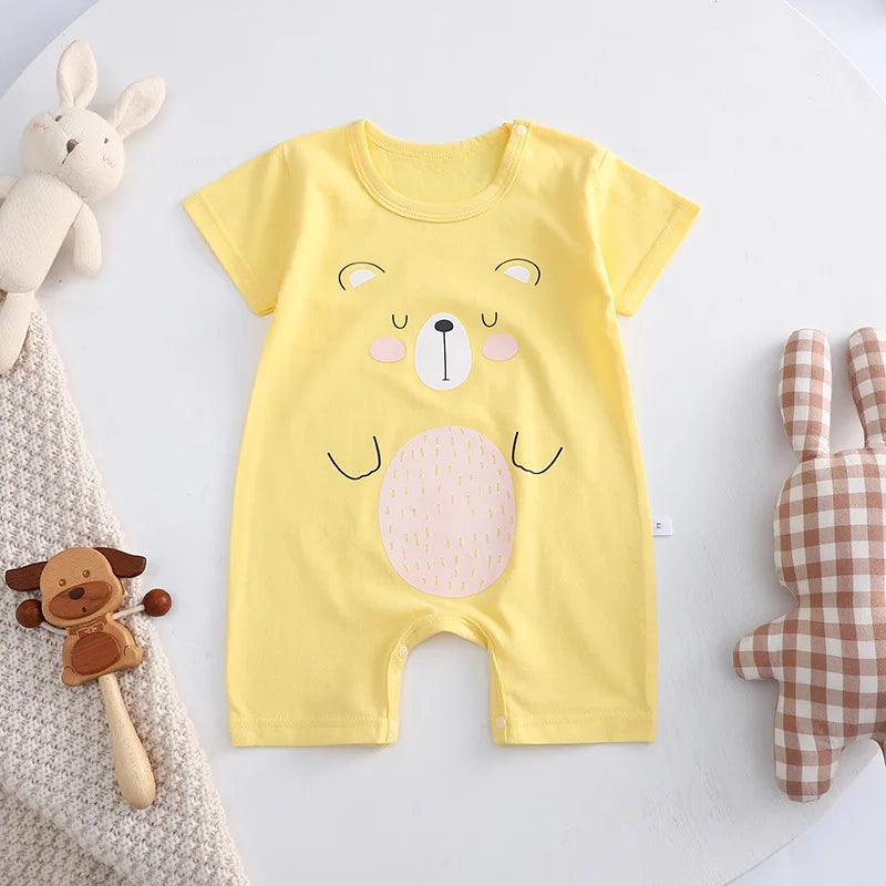 0-2 Years Infant Toddler Rompers Cotton Summer Baby Boys Thin Rompers Short Sleeve Newborn Cartoon Baby Girls Bodysuit