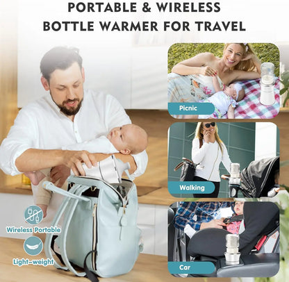 Tragbarer Flaschenwärmer für Muttermilch und Säuglingsmilch, 8800 mAh, USB-Aufladung, schnelles Aufheizen und Auftauen, kabelloser Baby-Wasserwärmer