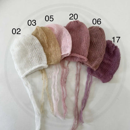 Don&Judy Stretch Newborn Photography Props Wrap with Hat Set Soft Hand Knit Mohair Baby Infant Photo Shoot Background 2PCS Sets