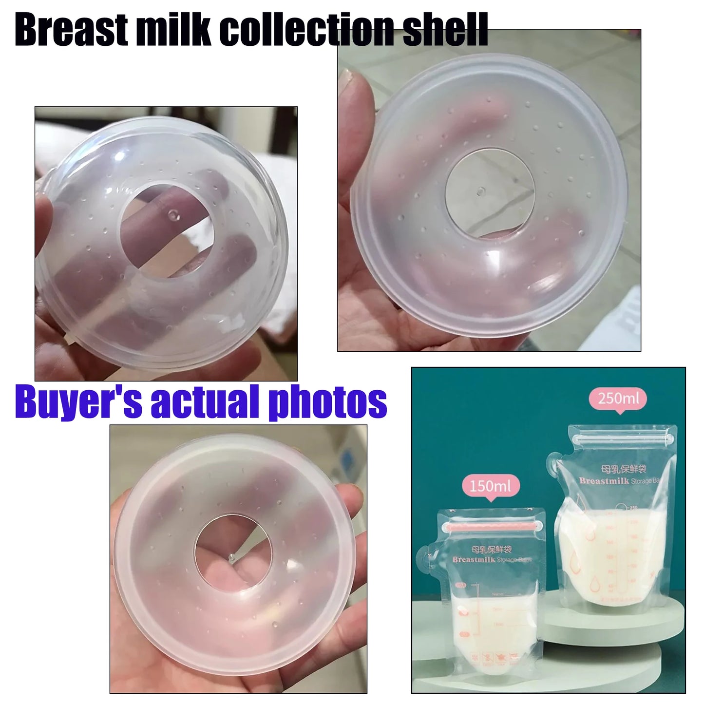 Wearable silicone breast milk collection case, convenient to use, avoiding awkward wet clothes during lactation,BPA FREE