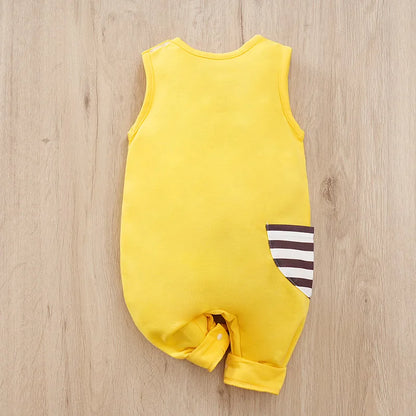 Newborn Clothes Cute Cartoon Giraffe Embroidery Comfortable And Soft Summer Boys And Girls 0-18 Sleeveless Baby Jumpsuit