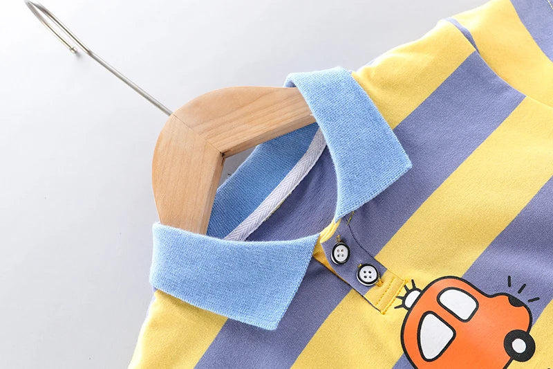 High-Quality Baby boys Polo Shirt + Handsome Denim Shorts 2-Piece Set kids girls clothes suits summer