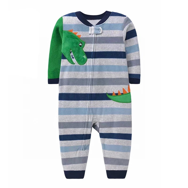 Winter Baby Kleidung Pyjamas Junge Mädchen Warme Säuglingsspielanzug Herbst Reißverschluss Fleece Overall Tier Overall Kleidung 9 12 18 24 Monate