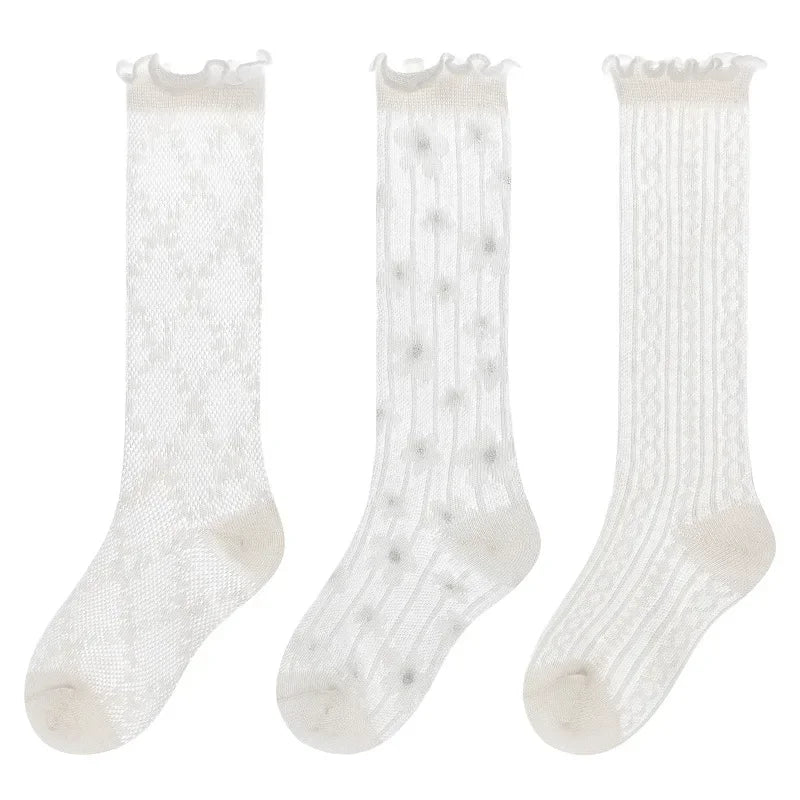 Koreanische Baby Kinder Mädchen Niedliche Socken Kinder Weiße Farbe Mesh Atmungsaktive Schuluniform Strümpfe Prinzessin Kniehohe Lange Socken