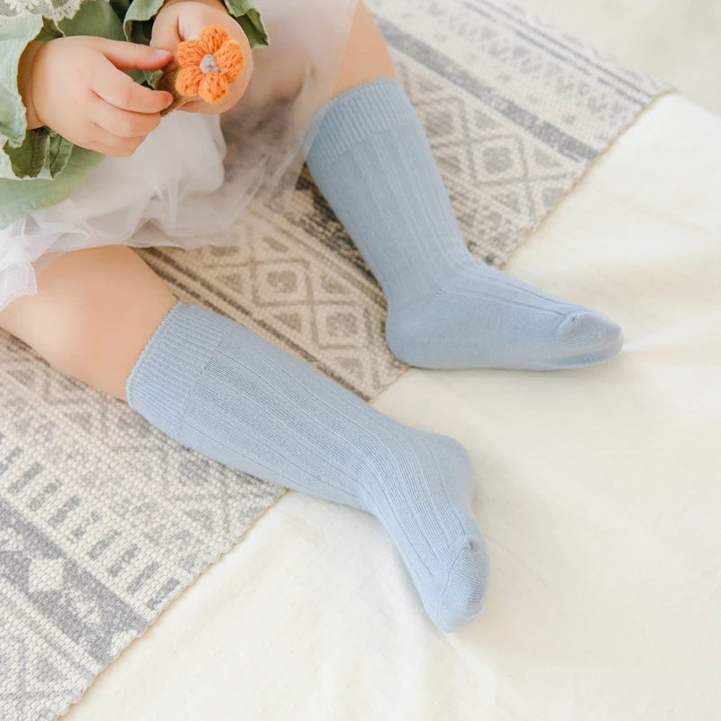 Fashion Spring Cotton Newborn Sock Solid Candy Color Kids Toddler Long Socks For Kids Children Baby Girls Boys Knee High Socks