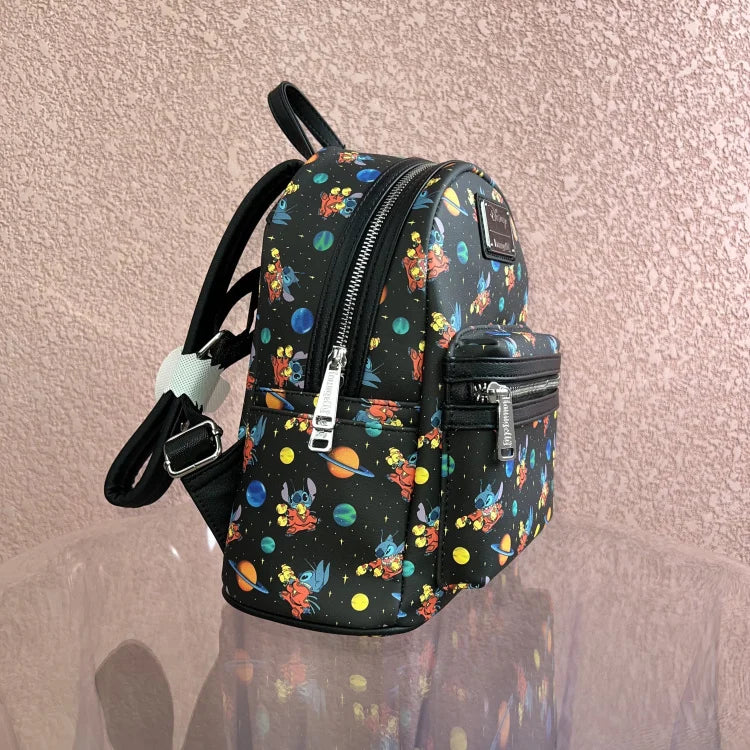 Original Disney Stitch Loungefly Rucksack Niedlicher Rucksack mit Cartoon-Stickerei-Design Frischer und lässiger Mini-Rucksack Damentasche