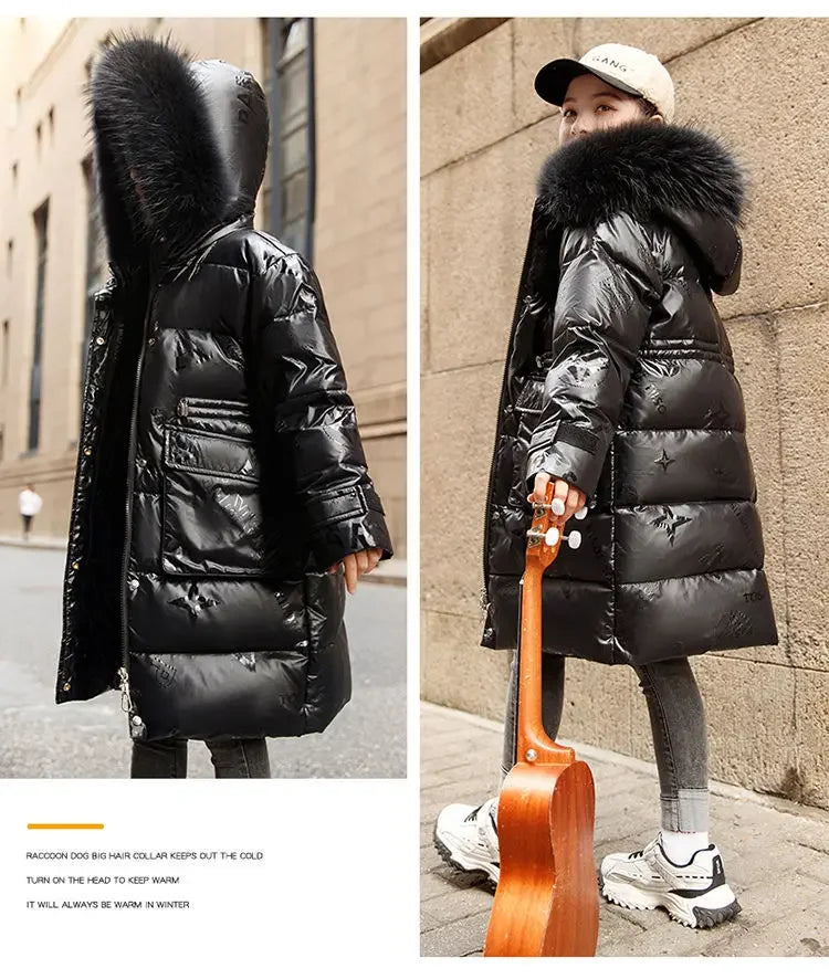 New Winter Down Cotton Jacket Girls Waterproof Hooded Coat Children Outerwear Clothing Teenage 5-16Y Clothes Kids Parka Snowsuit