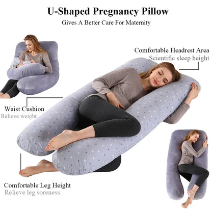 Pregnant Women's U-shaped Pillow Cotton Solid Color Pregnancy Pillow Nursing Pad Pregnant Women's Sleep Pillow Waist Hug Pad