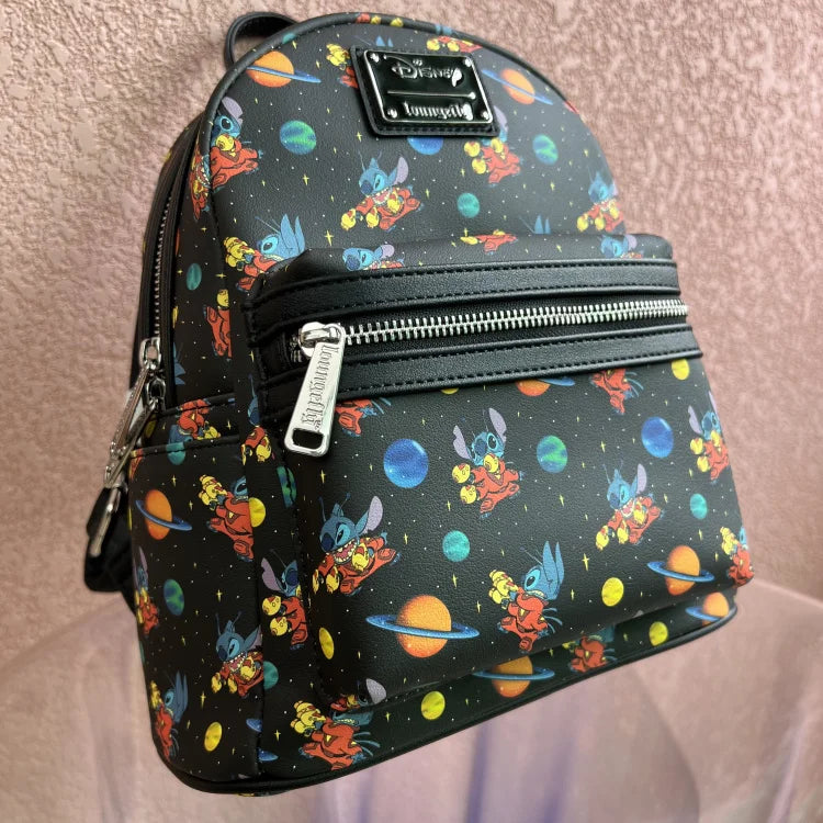 Original Disney Stitch Loungefly Rucksack Niedlicher Rucksack mit Cartoon-Stickerei-Design Frischer und lässiger Mini-Rucksack Damentasche