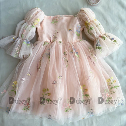 New Born Baby Girls Birthday Dress for Toddlers Embroidery Wedding flower girls Ceremony Vestido for 1Y Infantil Clothing Kids