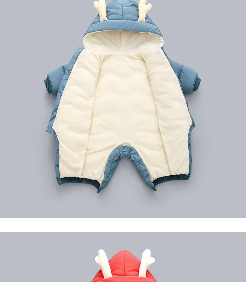 New born Warm Baby coat Winter Hooded Rompers Thick Jumpsuit Overalls Snowsuit Children Boys Clothing kids clothes DropShipping