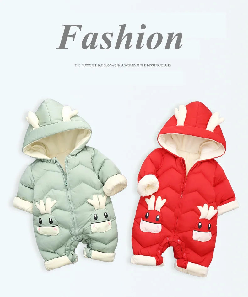 New born Warm Baby coat Winter Hooded Rompers Thick Jumpsuit Overalls Snowsuit Children Boys Clothing kids clothes DropShipping