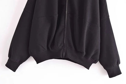 TRAFZA 2024 Herbst frauen Dicken Hoodie Mantel + Kordelzug Hohe Taille Lose Beiläufige Hosen Set Gefüttert Fleece frau kleidung Straße