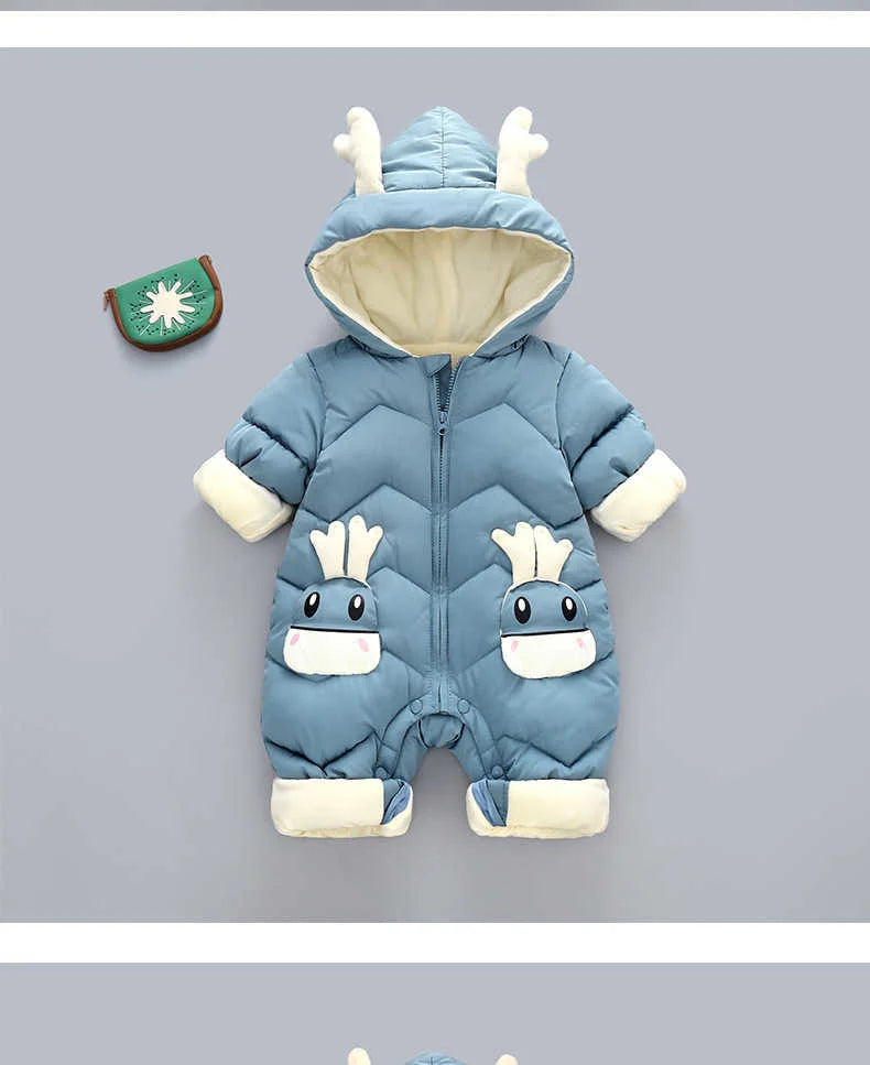 New born Warm Baby coat Winter Hooded Rompers Thick Jumpsuit Overalls Snowsuit Children Boys Clothing kids clothes DropShipping