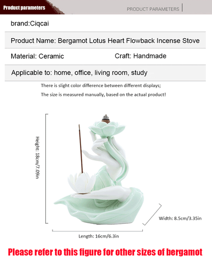 Creative celadon backflow incense burner decoration, incense burner, smoke viewing stove, bergamot lotus heart