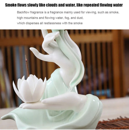 Creative celadon backflow incense burner decoration, incense burner, smoke viewing stove, bergamot lotus heart