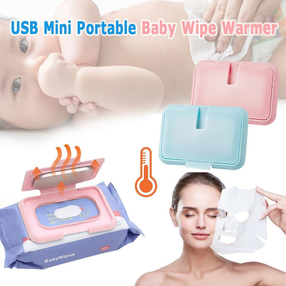 USB Mini Portable Baby Wipe Warmer and Baby Wet Wipes Dispenser Holder Reusable Baby Wipes Heater for Newborn Travel