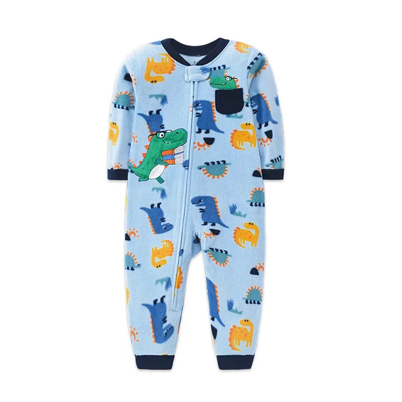 Winter Baby Clothes Pajamas Boy Girl Warm Infant Rompers Autumn Zipper Fleece Overall Animal Jumpsuit Clothing 9 12 18 24 months