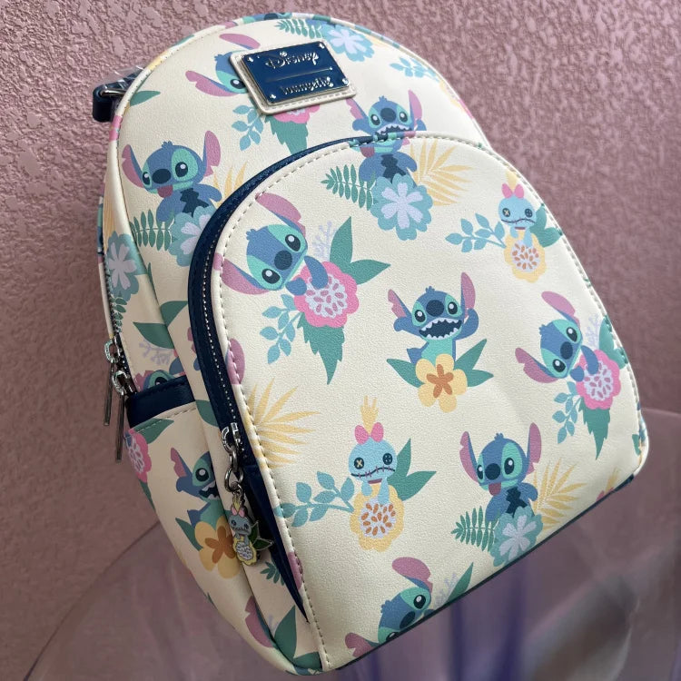 Original Disney Stitch Loungefly Backpack Cute Cartoon Embroidered Design Backpack Fresh And Casual Mini Backpack Women's Bag