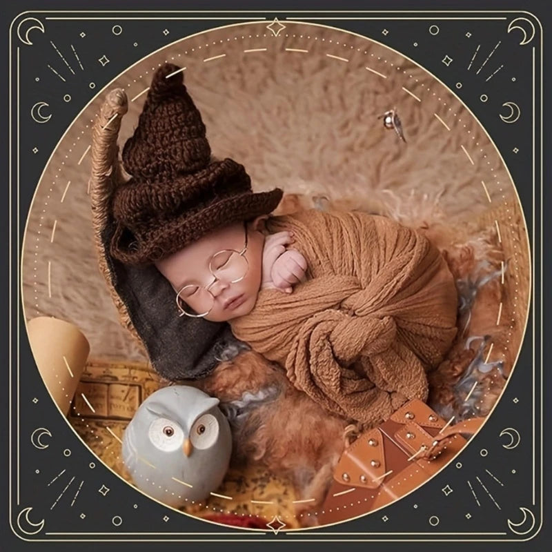 Infant Photography Outfit Wizard Costume Hat Accessories Set Posing Props Baby Witch Costume Newborn Clothes Shower Gift