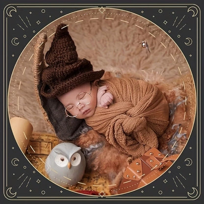 Infant Photography Outfit Wizard Costume Hat Accessories Set Posing Props Baby Witch Costume Newborn Clothes Shower Gift