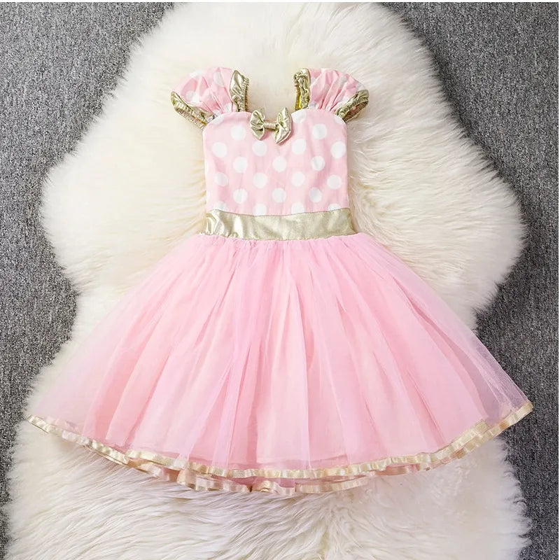 Mini Maus Baby Mädchen Kleider 2-6 Jahre Cosplay Prinzessin Kostüm für Mädchen Kinder Geburtstag Weihnachtsfeier Polka-Dot Kleider Kleidung