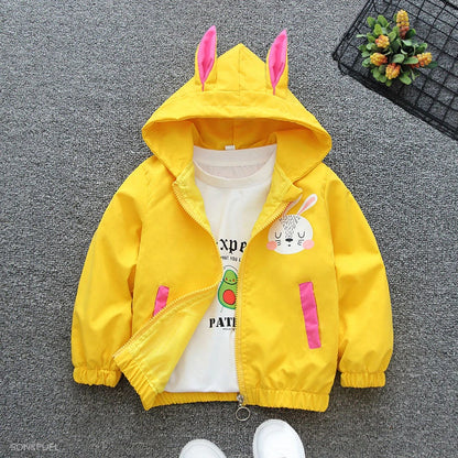 1 2 3 4 5 6 jahre Baby Mädchen Jacke Niedlichen Cartoon Tiere Frühling Herbst Junge Windjacke Mantel Mit Kapuze Zipper Oberbekleidung kinder Kleidung