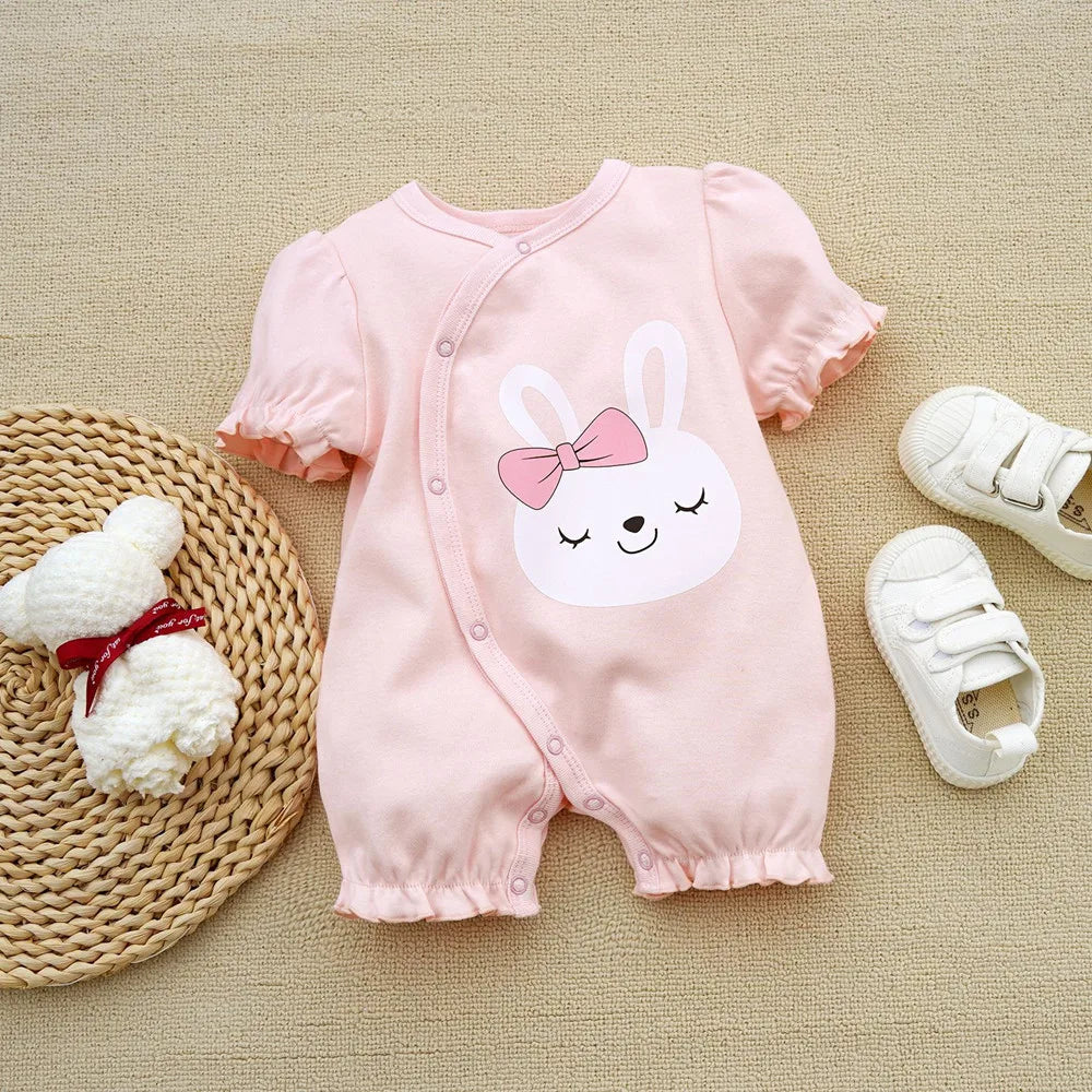 3-18M Sommerkleidung für Baby Mädchen Kurzarm Kleinkinder süße Baumwollspielanzug Baby Jungen Kleidung Druck Boutique Kleidung Onesie