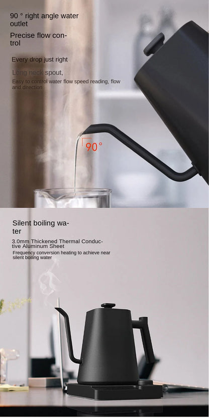 Intelligent Temperature Controlled Hand Brewed Coffee Pot Stainless Steel Fine Mouthed Electric Heating Water Insulation Kettle