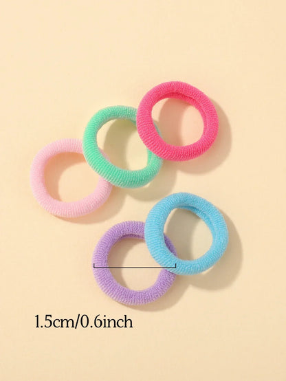 50 Stück elastische Haarbänder Mädchen Haar-Accessoires Mini bunte Nylon Stirnband Kinder Pferdeschwanz Halter Scrunchie Ornamente Geschenk