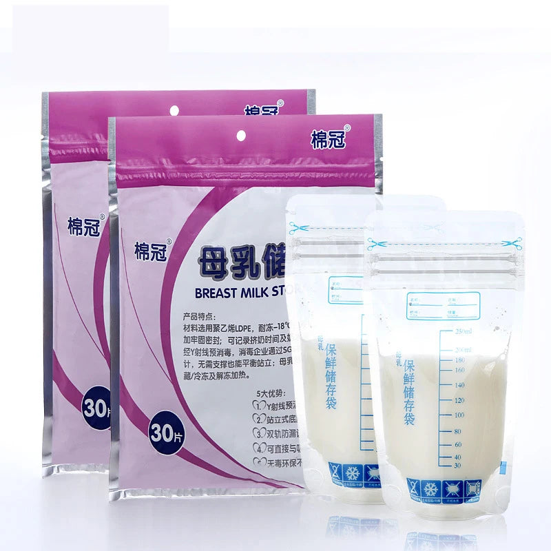 30pcs 250ml Milk Freezer Bags Mother Milk Baby Food Storage Breast Milk Storage Bag BPA Free Baby Safe Feeding Bags