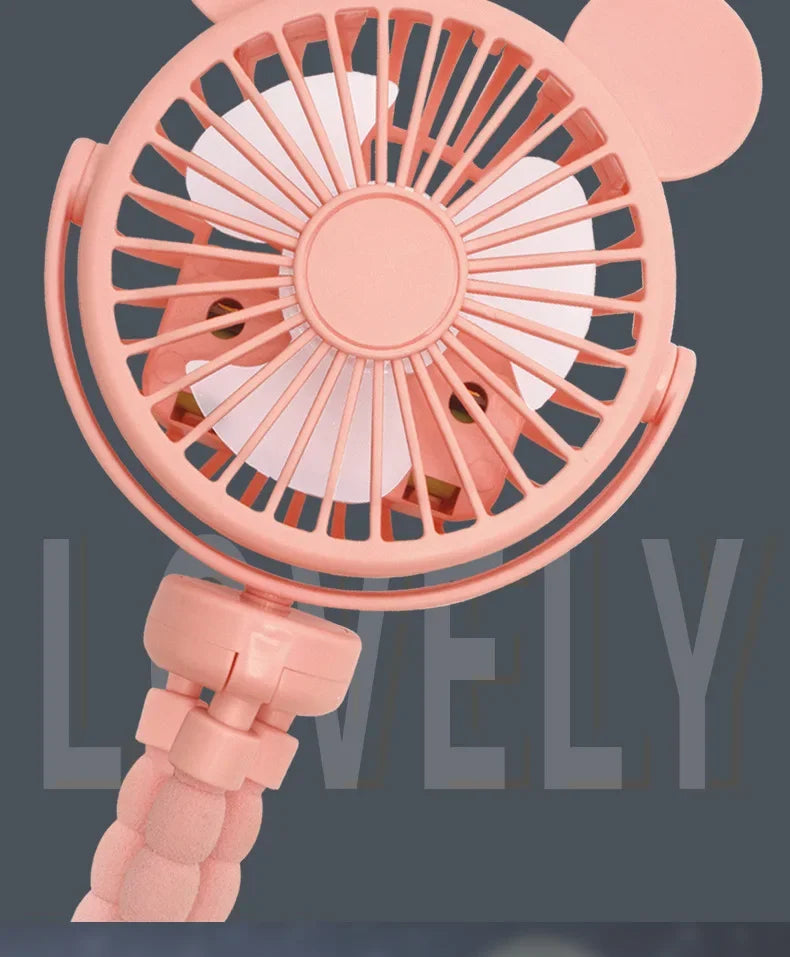 Fan for Cart Stroller Fans Portable Cartoon Outdoor Fan Clip on For Baby USB Rechargeable Handheld Electric Fan for Home 3 Speed