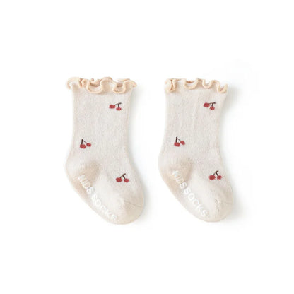 3 Paar rutschfeste Baby-Laufsocken mit Blumenmuster für Kinder, Kleinkinder, 0–5 Jahre, elastische kurze Schlauchsocken für alle Jahreszeiten