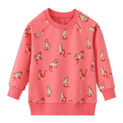 Jumping Meters New Arrival Cartoon Cats Print Hot Selling Girls Sweatshirts Boys Clothes Autumn Spring Fashion Toddler Shirts