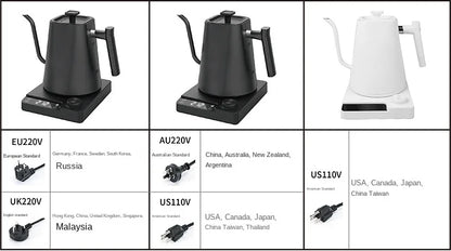 Intelligente, temperaturgeregelte, handgebrühte Kaffeekanne aus Edelstahl mit feiner Öffnung, elektrischer Heizkessel mit Wasserisolierung