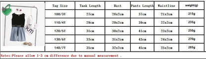 2023 Summer Girls' Clothing Set  Jazz Letter Tape Vest Tops+Jeans Pants Two-piece Set for Baby Girls