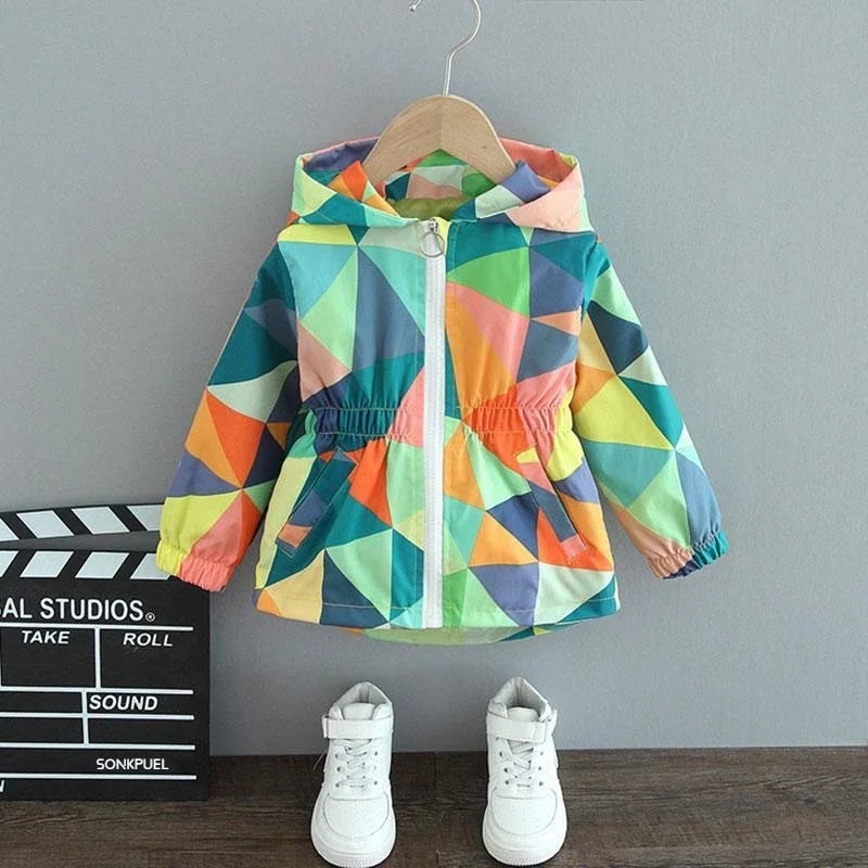 1 2 3 4 5 6 Years Baby Girls Jacket Cute Cartoon Animals Spring Autumn Boy Windbreaker Coat Hooded Zipper Outerwear Kids Clothes