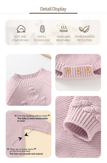 Baby Bodysuits Clothes Spring Autumn Long Sleeve Knit Newborn Girls Solid Onesie Outfits 0-18m One Piece Winter Infant Jumpsuits