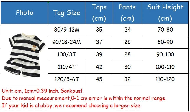 Short-sleeved Set Striped T-shirt +Shorts Boys Summer Trendy Costume Babies Fashion Round Neck Tracksuits Children's Clothing