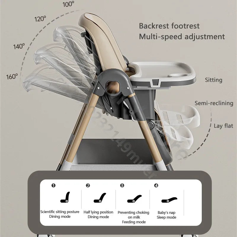 Raised baby dining chair, children's multifunctional foldable dining chair, convenient baby eating dining chair, baby recliner