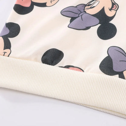 Disney Minnie Maus Kapuzenpullover 2-teiliges Set für Kinder Mädchen Herbst Langarm Kapuzenpullover Set Kinder Freizeitkleidung Outfits