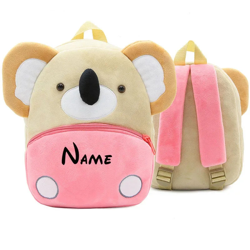 Personalised Toddler Backpack custom name bag for Boy and Girl Cute Soft Plush Toddler Bag Animal Cartoon Small Mini Backpack Fo